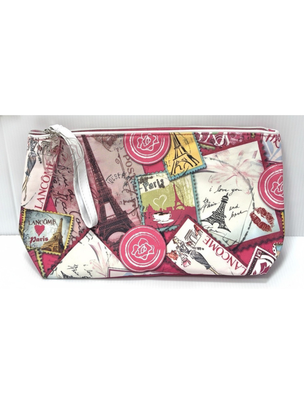 Lancôme Paris Cosmetic Bag Makeup Pouch Pink Eiffel Tower Travel Case New